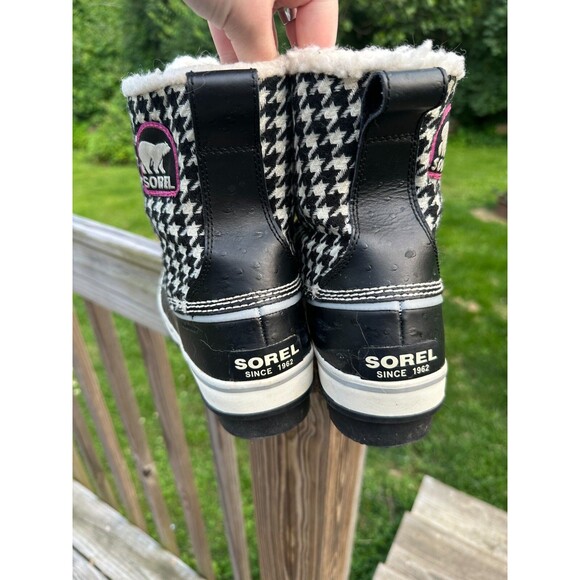 Sorel Tivoli Houndstooth Pink Black Boots Womens Size 10 Lined Fleece Winter - Picture 5 of 10